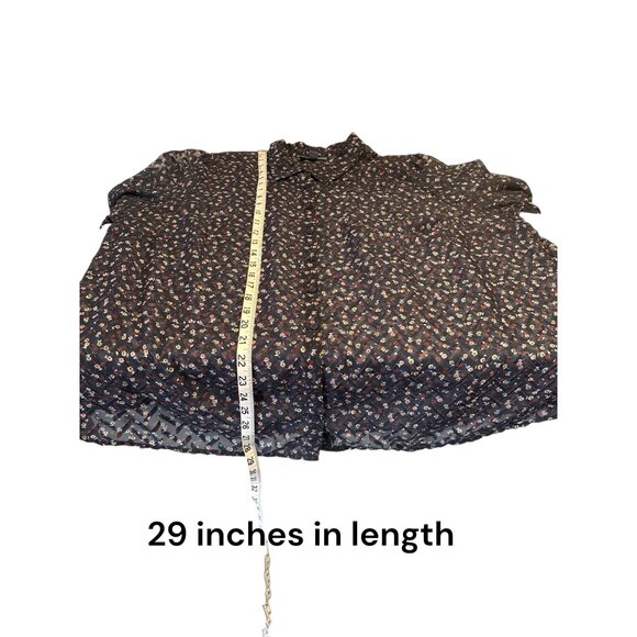 ModCloth Womens Floral Button-Up Blouse 2X Black Multicolor Long Sleeve - Picture 6 of 6